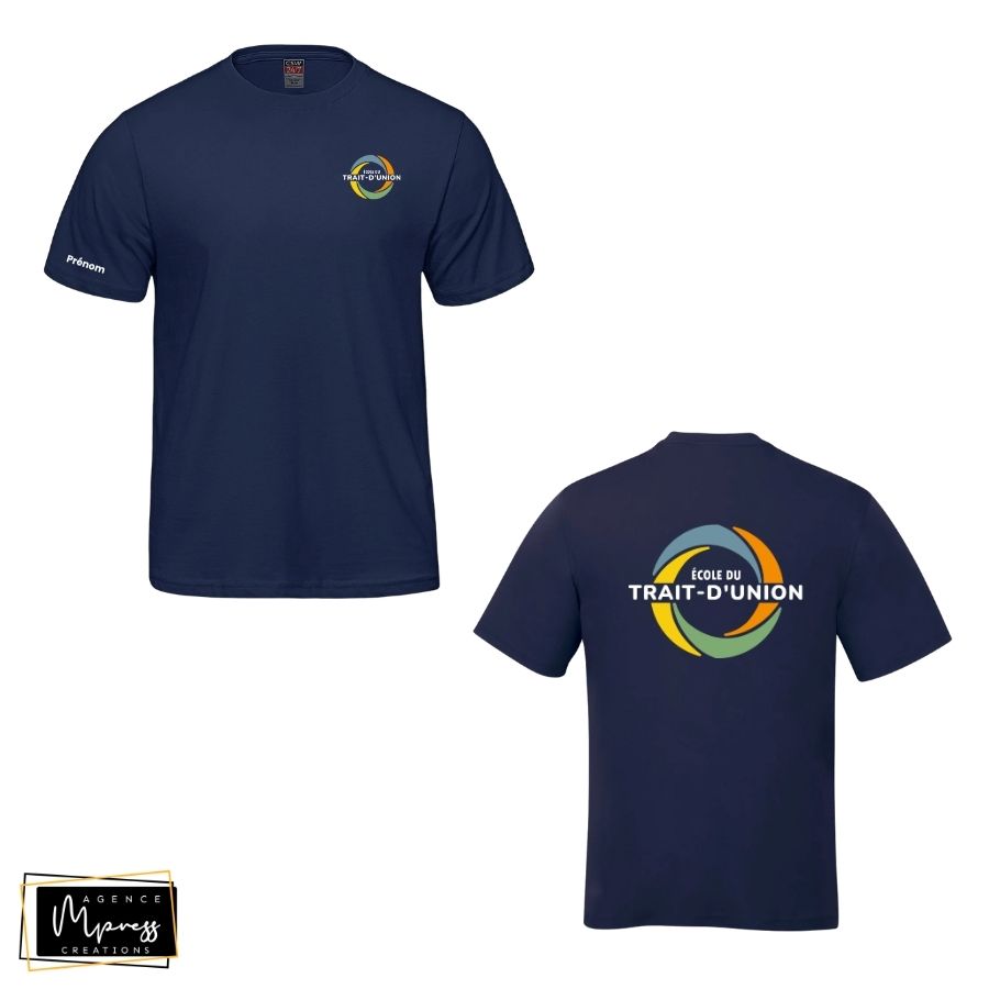 Adulte T-Shirt Bleu Marin (Trait-d'Union) Adulte T-Shirt Bleu Marin (Trait-d'Union)