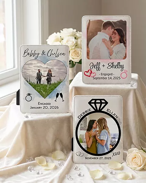 Affinity Collection Forever Moments faux leather plaque with personalized photo design.