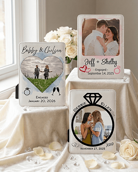 Affinity Collection Forever Moments faux leather plaque with personalized photo design.