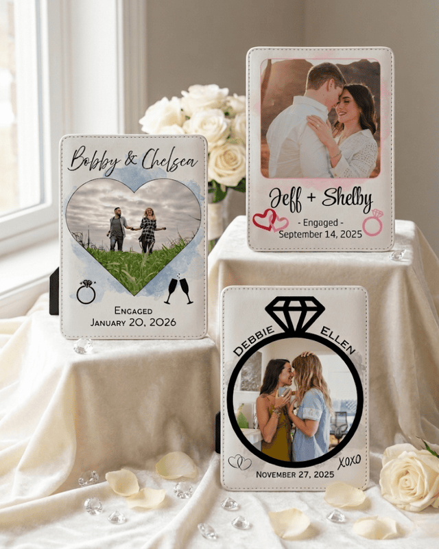 Affinity Collection Forever Moments faux leather plaque with personalized photo design.