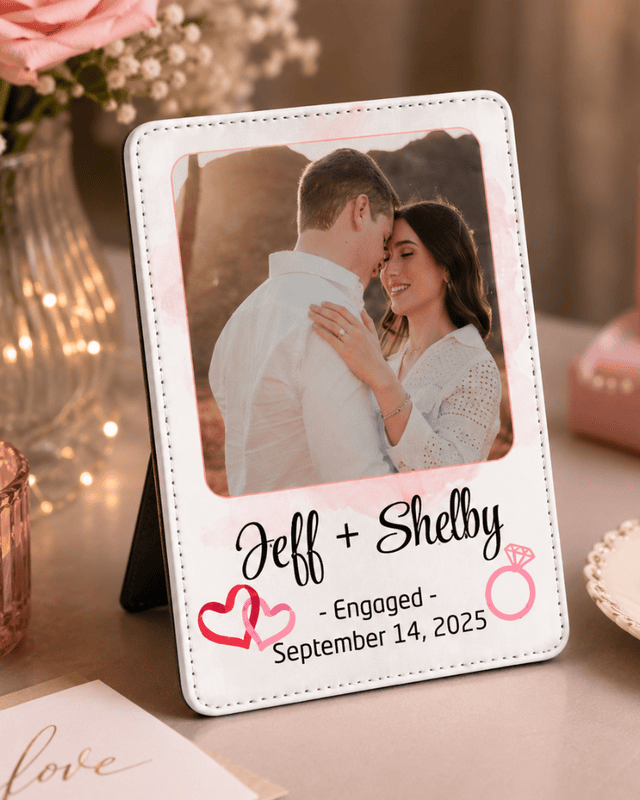 Affinity Collection Forever Moments faux leather plaque with personalized photo design.
