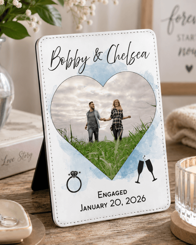 Affinity Collection Forever Moments faux leather plaque with personalized photo design.