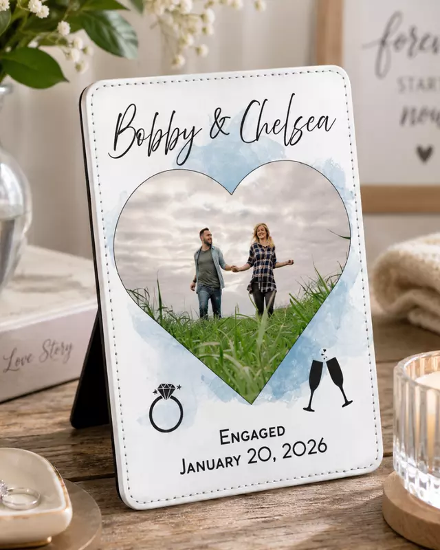 Affinity Collection Forever Moments faux leather plaque with personalized photo design.