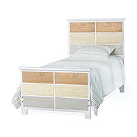 Rustic Multicolor Panel Twin Bed for Kids – Wooden Frame with Distressed Finish Rustic Multicolor Panel Twin Bed for Kids – Wooden Frame with Distressed Finish