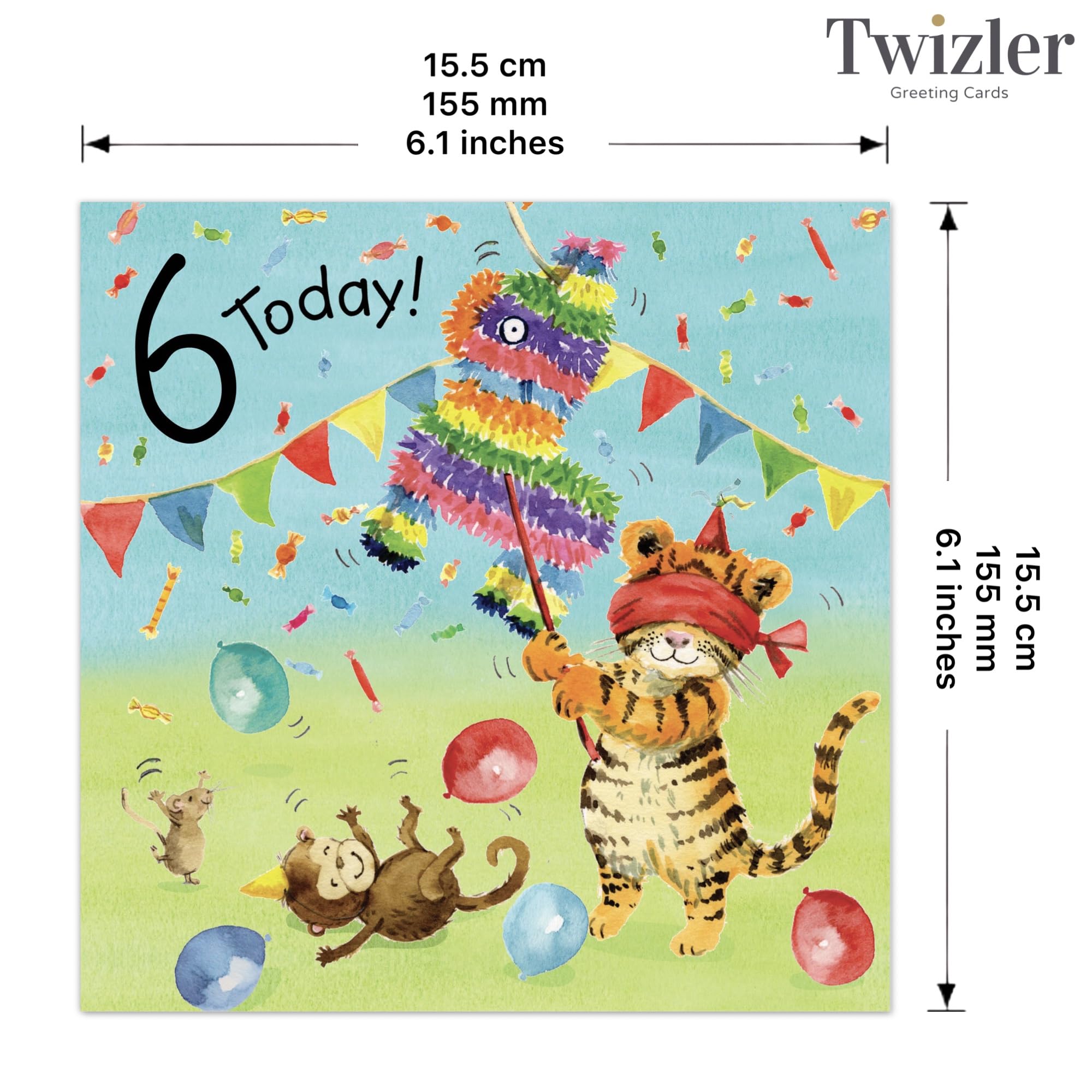 Age 6 Pinata Bubblicious Birthday Card