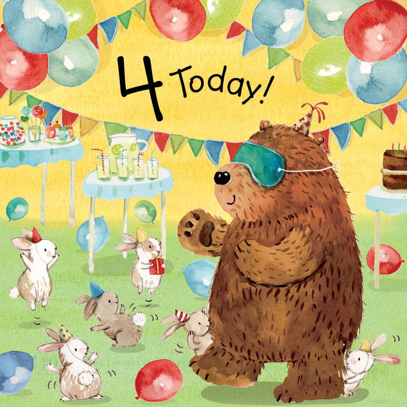 Age 4 Blind Man's Bluff Bubblicious Birthday Card