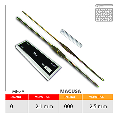 Aguja Crochet Mega No 0 (2.1Mm) Caja X 144Und