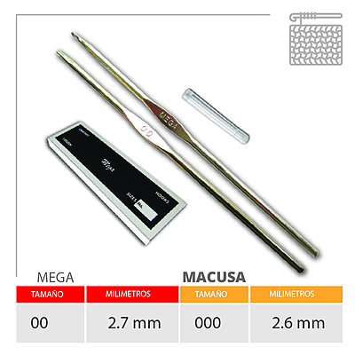 Aguja Crochet Mega No 00 (2.7Mm) Caja X 144Und