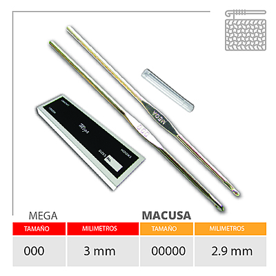 Aguja Crochet Mega No 000 (3.0Mm) Caja X 144Und