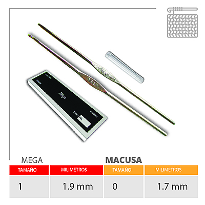 Aguja Crochet Mega No 1 (1.90Mm) Caja X 144Und