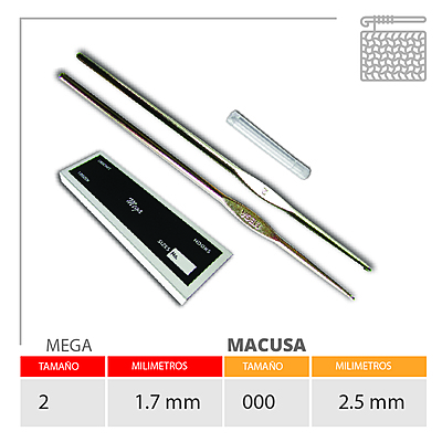 Aguja Crochet Mega No 2 (1.75Mm) Caja X 144Und