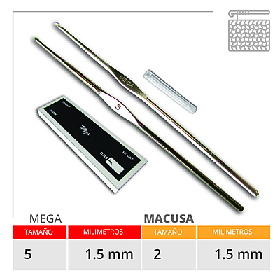 Aguja Crochet Mega No 5 (1.50Mm) Caja X 144Und
