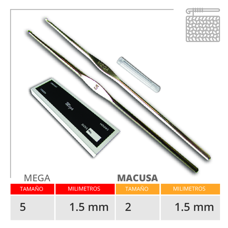Aguja Crochet Mega No 5 (1.50Mm) Caja X 144Und Aguja Crochet Mega No 5 (1.50Mm) Caja X 144Und