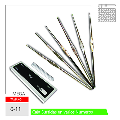 Aguja Crochet Mega No 6-11 Caja X 144Und