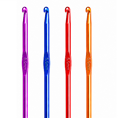 Aguja Crochet Aluminio Colores 5Mm Paquete X 12 unidades