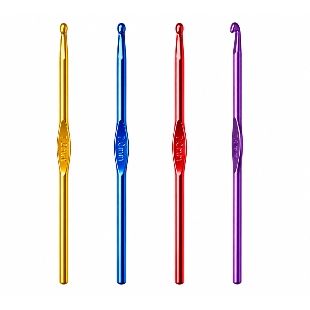 Aguja Crochet Aluminio Colores 7Mm Paquete X 12unidades