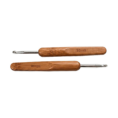Aguja Crochet Mango Bambu 5.0Mm  Paquete X 6Und