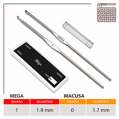 Aguja Crochet Mega No 1 (1.90Mm) Caja X 144Und