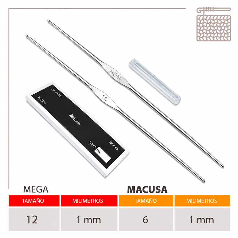 Aguja Crochet Mega No 12 (1.00Mm) Caja X 144Und