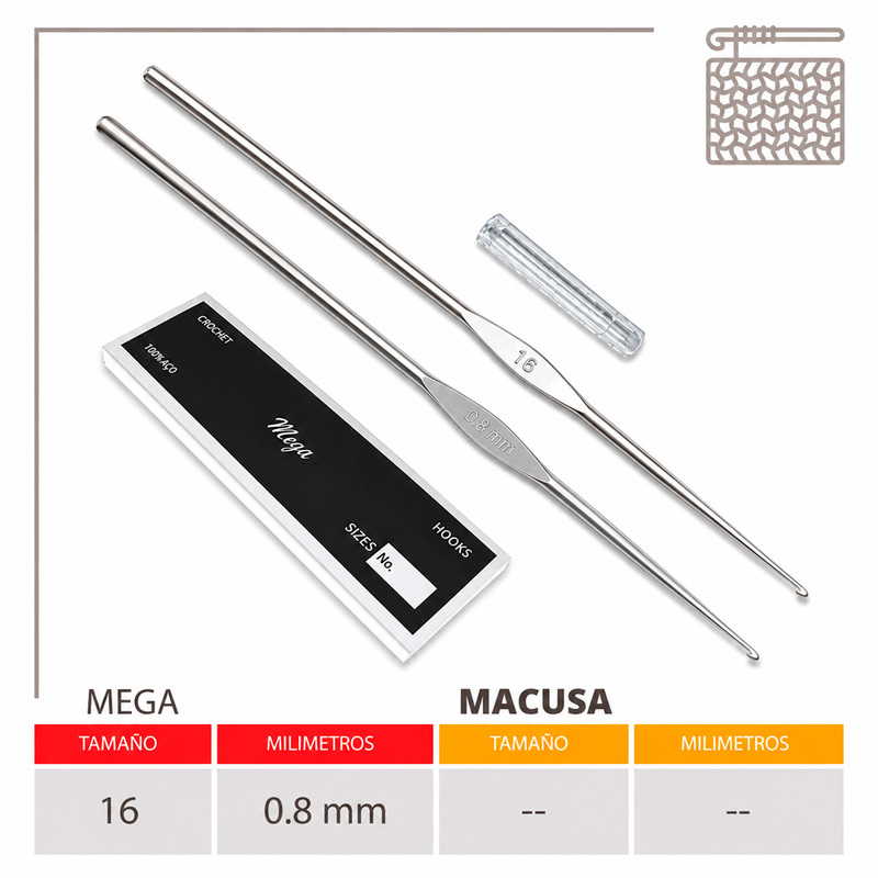 Aguja Crochet Mega No 16 (0.8Mm) Caja X 144Und
