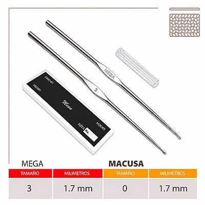Aguja Crochet Mega No 3 (1.70Mm) Caja X 144Und