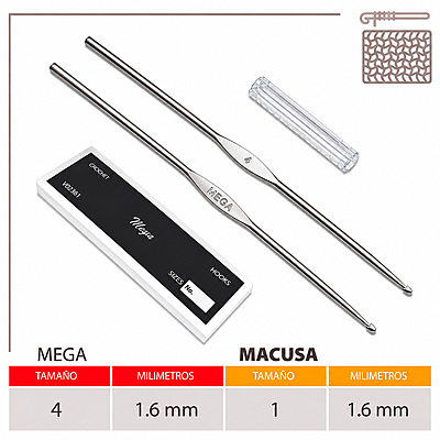 Aguja Crochet Mega No 4 (1.60Mm) Caja X 144Und
