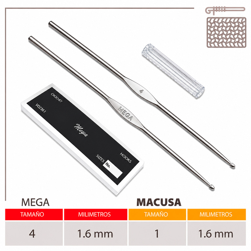 Aguja Crochet Mega No 4 (1.60Mm) Caja X 144Und Aguja Crochet Mega No 4 (1.60Mm) Caja X 144Und