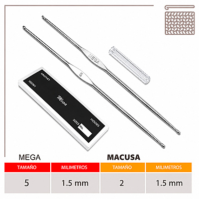 Aguja Crochet Mega No 5 (1.50Mm) Caja X 144Und