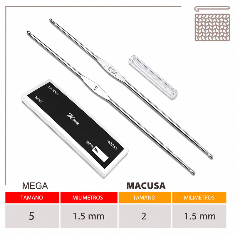 Aguja Crochet Mega No 5 (1.50Mm) Caja X 144Und