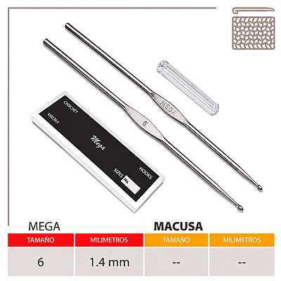 Aguja Crochet Mega No 6 (1.40Mm) Caja X 144Und