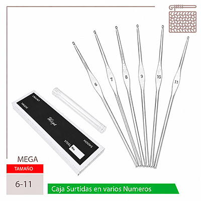 Aguja Crochet Mega No 6-11 Caja X 144Und