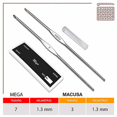 Aguja Crochet Mega No 7 (1.30Mm) Caja X 144Und
