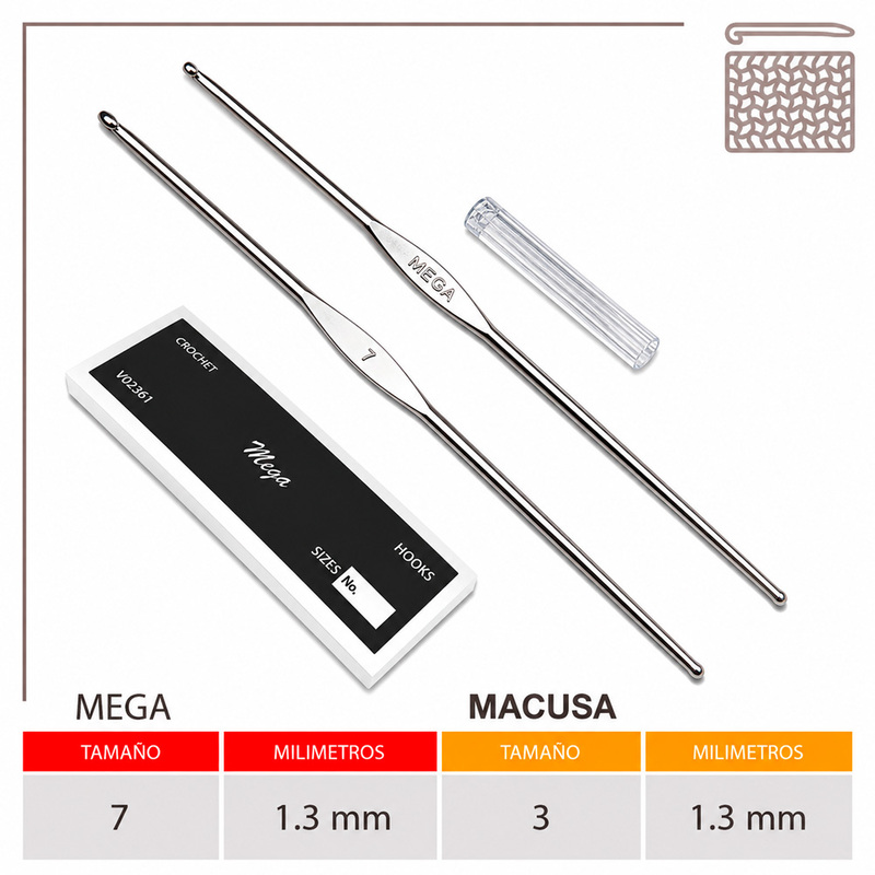 Aguja Crochet Mega No 7 (1.30Mm) Caja X 144Und