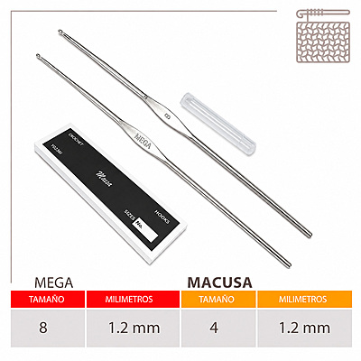 Aguja Crochet Mega No 8 (1.25Mm) Caja X 144Und