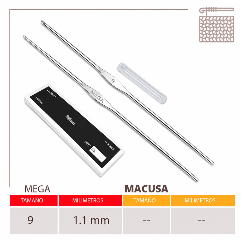 Aguja Crochet Mega No 9 (1.15Mm) Caja X 144Und Aguja Crochet Mega No 9 (1.15Mm) Caja X 144Und