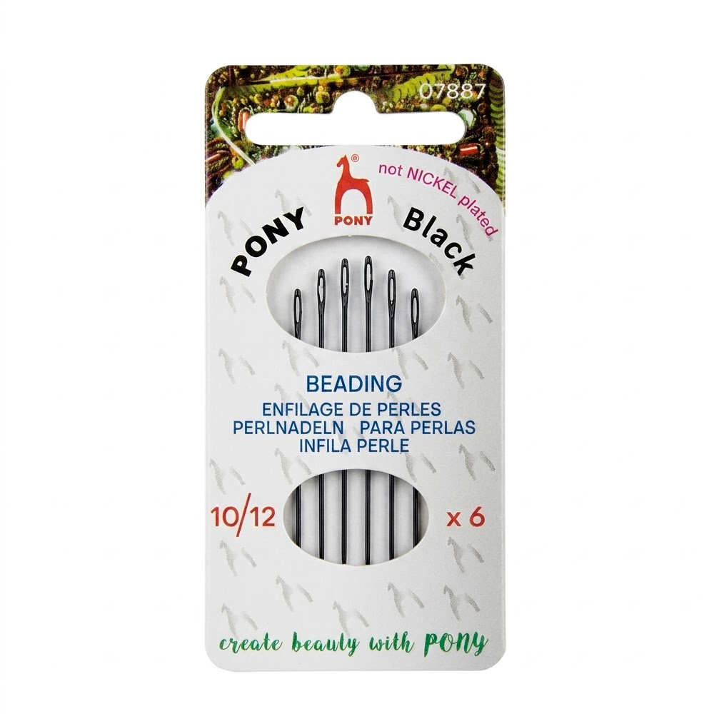 Agujetero Pony Black Beading 10/12 Caja x 5 tarjetas