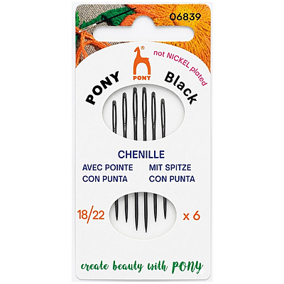 Agujetero Pony Black Chenille 18/22 Caja x 5 tarjetas