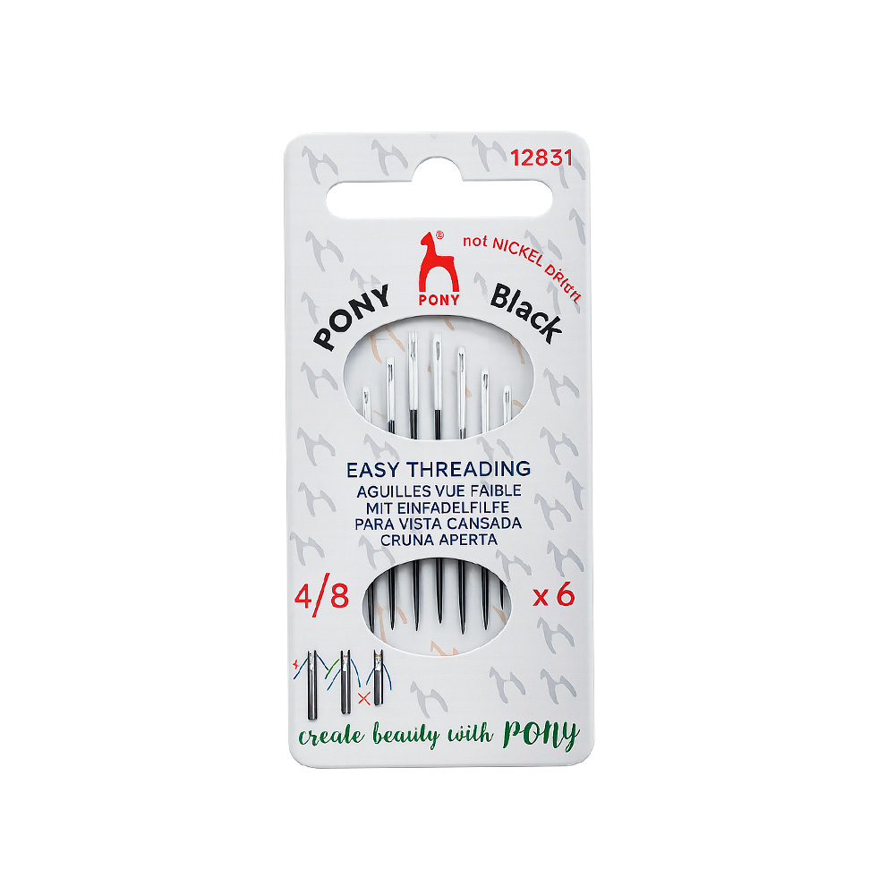 Agujetero Pony Black Easy Thread 4/8  Caja x 5 tarjetas