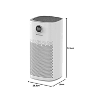 Honeywell Air Touch P2 Platinum Series air purifier standing in a modern living room setting. Honeywell Air Touch P2 Platinum Series air purifier standing in a modern living room setting.