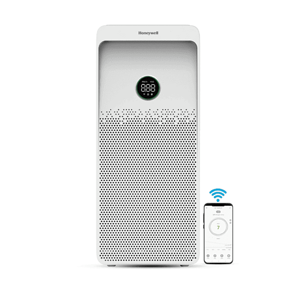Front view of the Honeywell Air Touch U1 Air Purifier showing the sleek white body and branding.