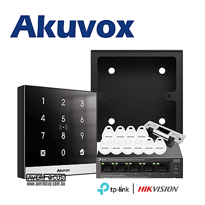 Akuvox A02 RFID Access Control Kit with PoE Switch, Electric Strike & 10 MIFARE Tags