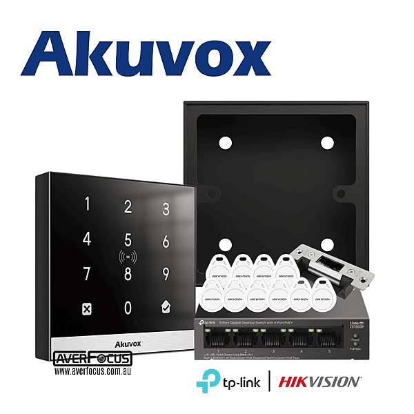 Akuvox A02 RFID Access Control Kit with PoE Switch, Electric Strike & 10 MIFARE Tags Akuvox A02 RFID Access Control Kit with PoE Switch, Electric Strike & 10 MIFARE Tags