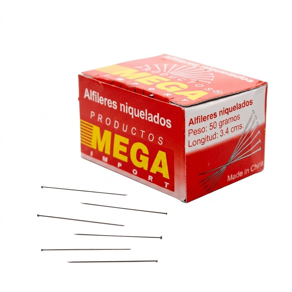 Alfiler Niquelado 34Mm Paquete x 10 Cajas x 50gr