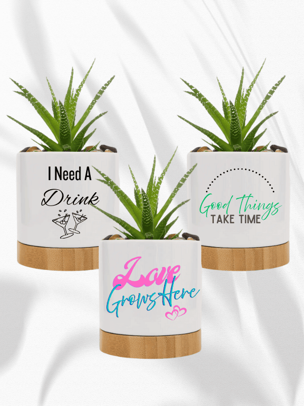 Ceramic Pot with Bamboo Tray