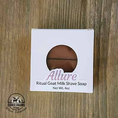 Allure Ritual Goat Milk Shave Soap Bar in its white window box