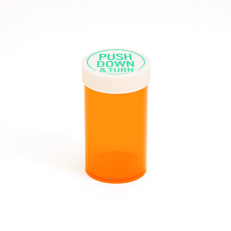 Amber Push-N-Turn ScriptPro Compatible Vials 30 Dram-150 Vials/Case