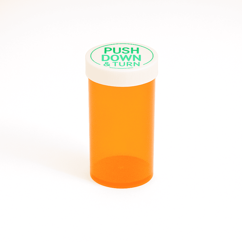 Amber Push-N-Turn ScriptPro Compatible Vials 40 Dram-120 Vials/Case
