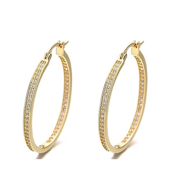 Amy and Annette 14K Gold Hoop Earrings with Swarovski crystals