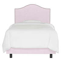 Stylish Pink Twin Upholstered Bed with Curved Headboard for Kids