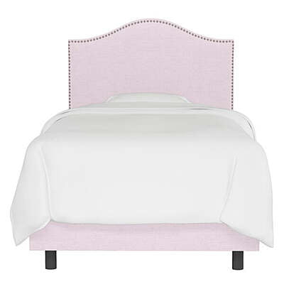 Stylish Pink Twin Upholstered Bed with Curved Headboard for Kids
